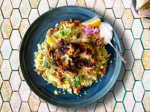 Pollo tandoori con Rub #9 MUMBAI🇮🇳 y arroz basmati con nueces y azafrán