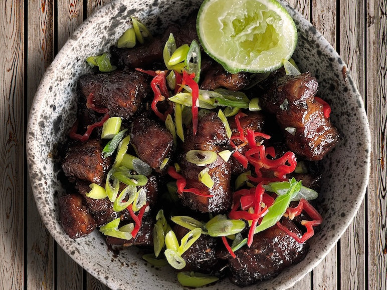 Chicharrones thai con Rub #18 SAIGON🇻🇳 y glaseado de soya y miel